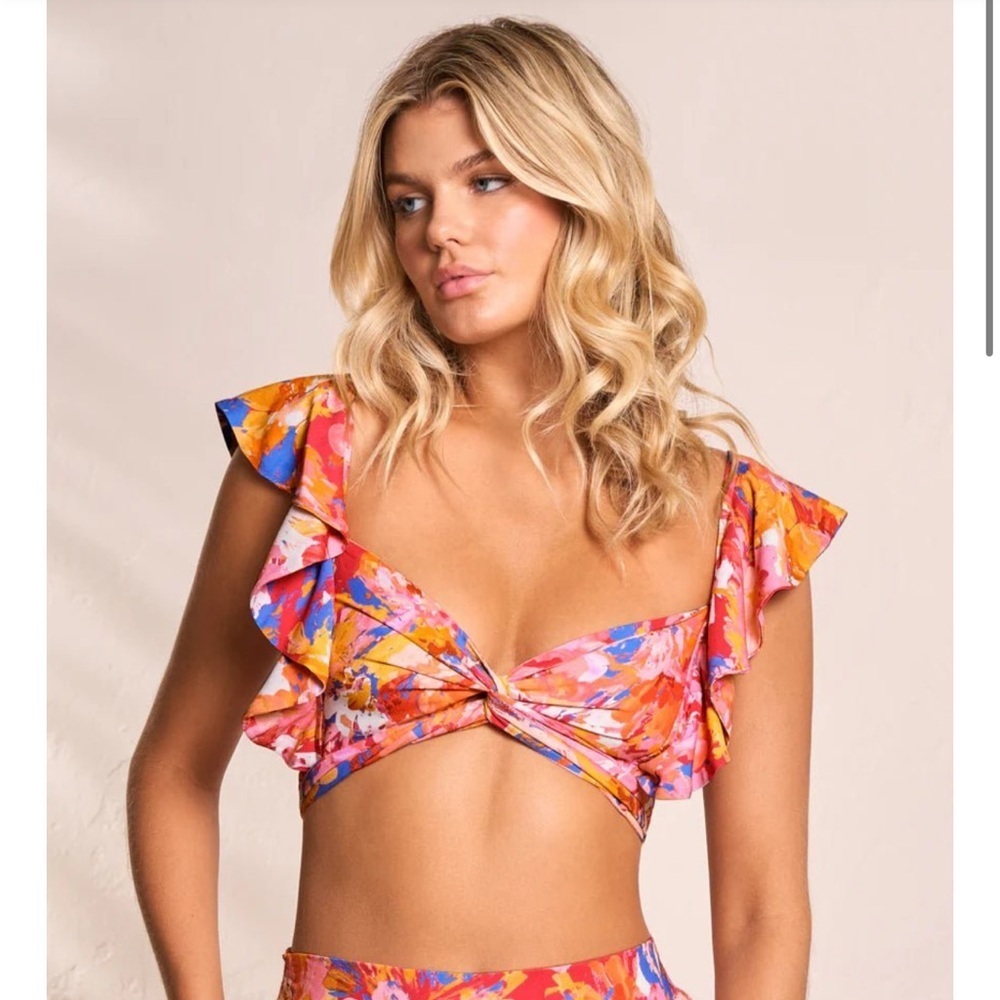 Maaji womens Supernova Peplum Beachwear Crop Top Floral Ruffle Crop Top